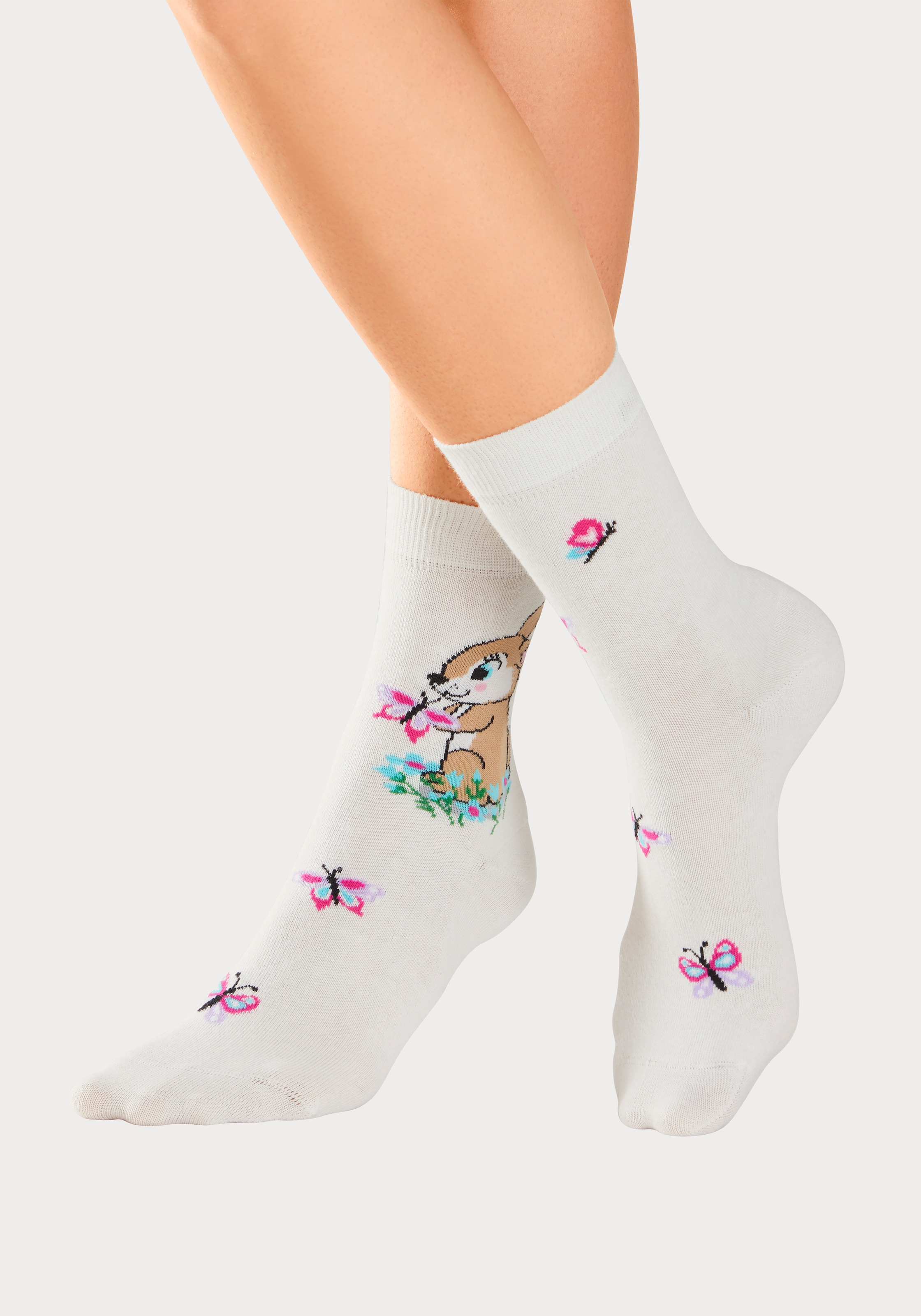 H.I.S Basicsocken Packung, 5 Paar tlg. mit Hasen Motiven