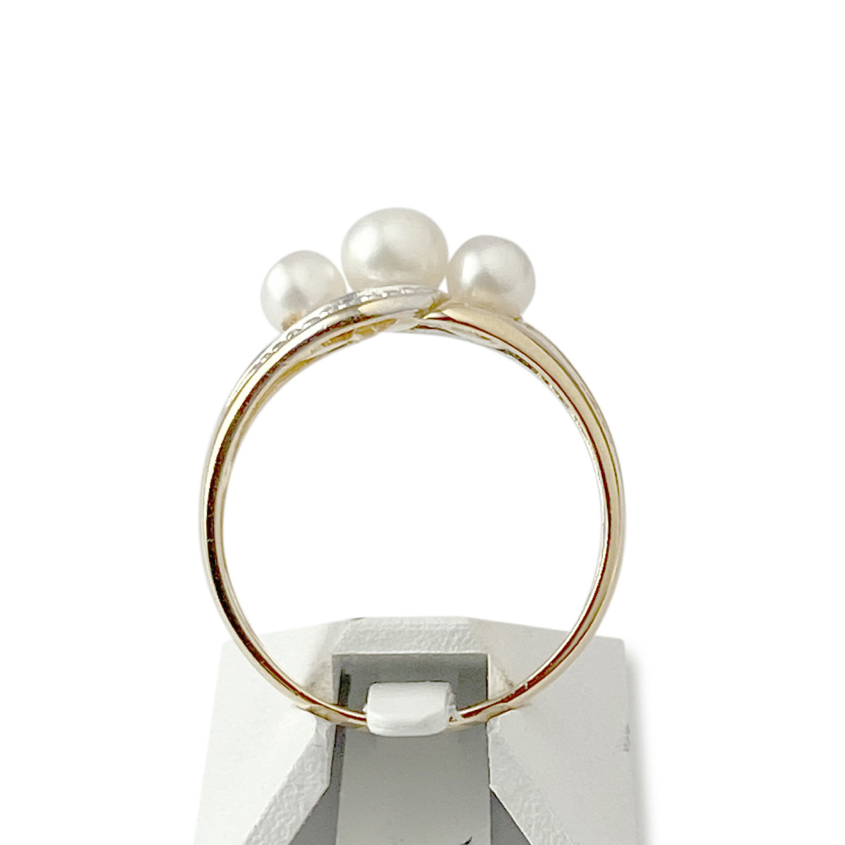 Bague d'occasion or 750 jaune et rhodié perles de culture de Chine