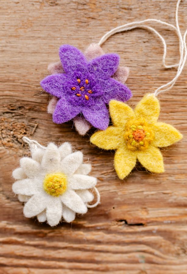 Hanger, vilt, bloemen, set van 4