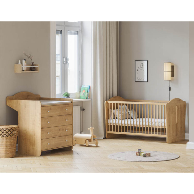 Chambre DUO lit 70x140 Commode MEGEVE Chêne - VOX