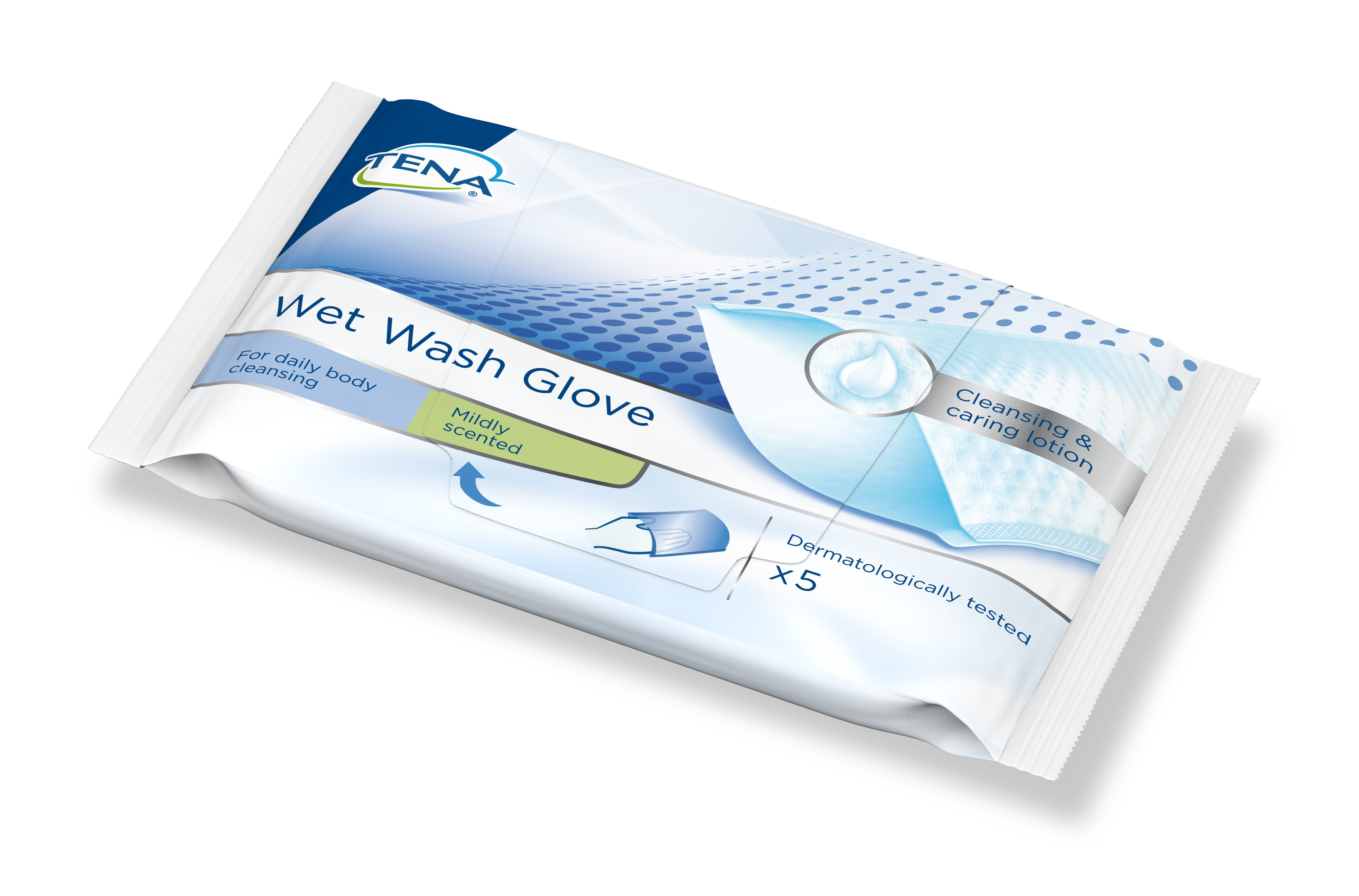 TENA Wet Wash Glove<br>5 Stück, parfümiert