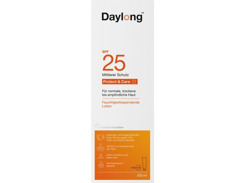 DAYLONG Sonnenlotion Protect and Care SPF 25 200 ml Pflegende Sonnencrème für den Körper