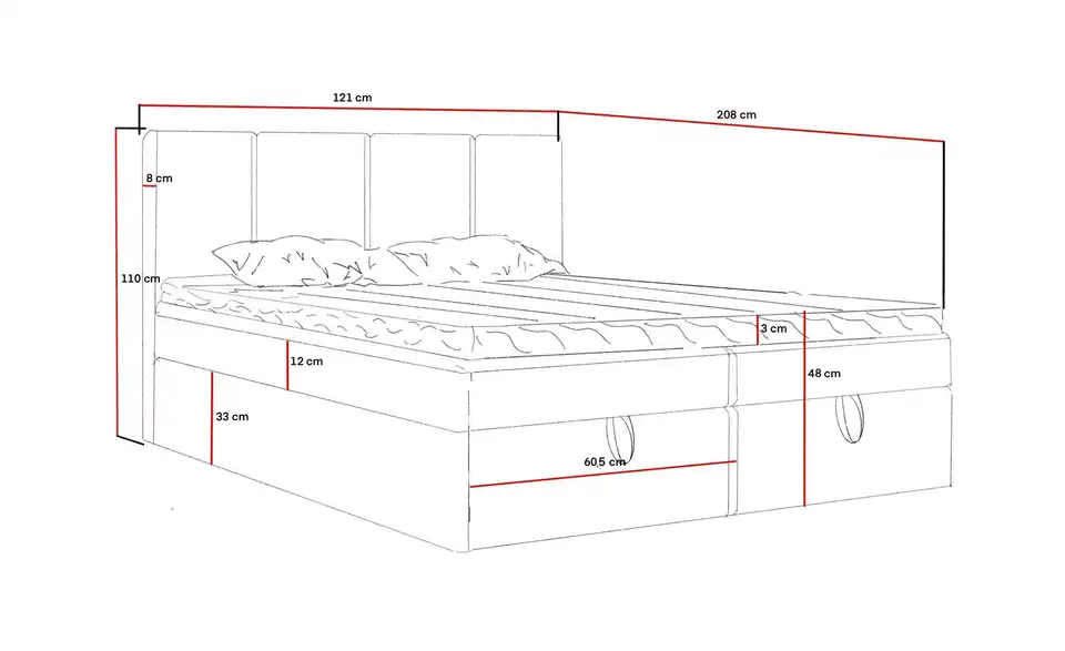 Boxspringbett 121 cm 120x200 cm Blau