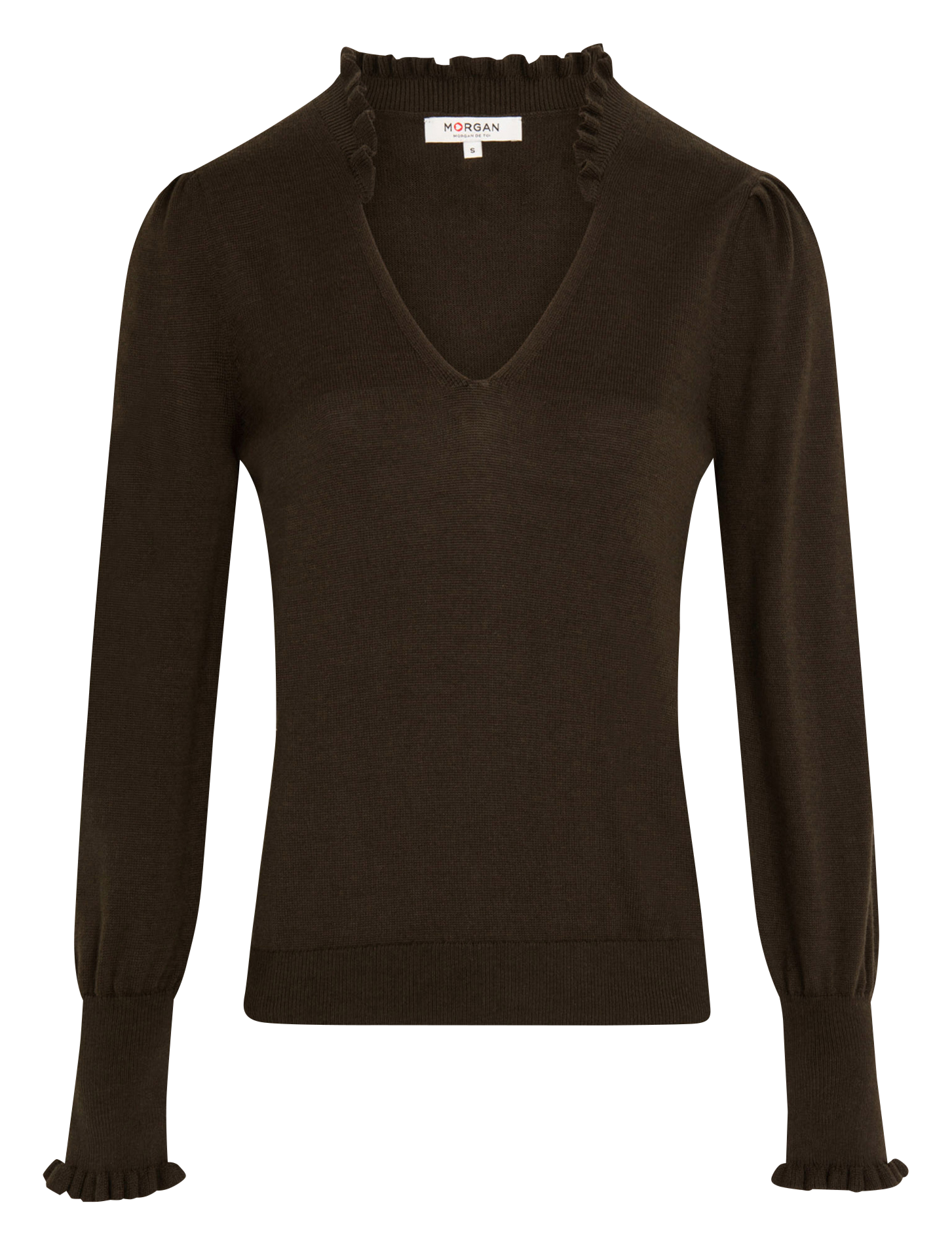 MARIK - Pull col V en coton mélangé | Beige