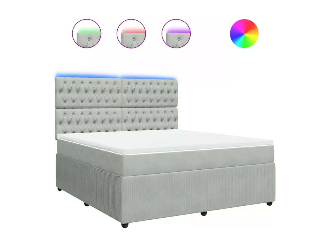 Sommier à lattes de lit et matelas Gris clair 180x200cm Velours