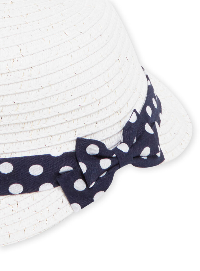 Chapeau écru nud à pois bébé fille