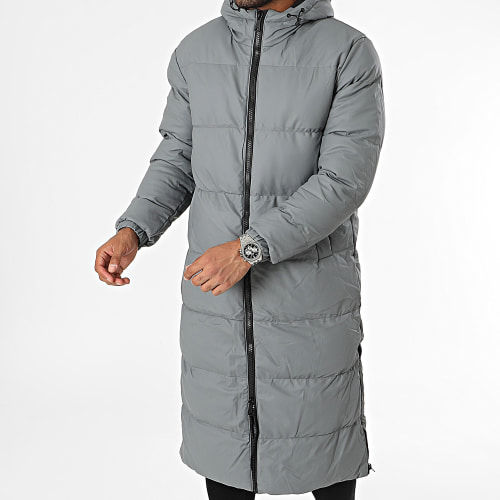 Doudoune Capuche Longue Gris