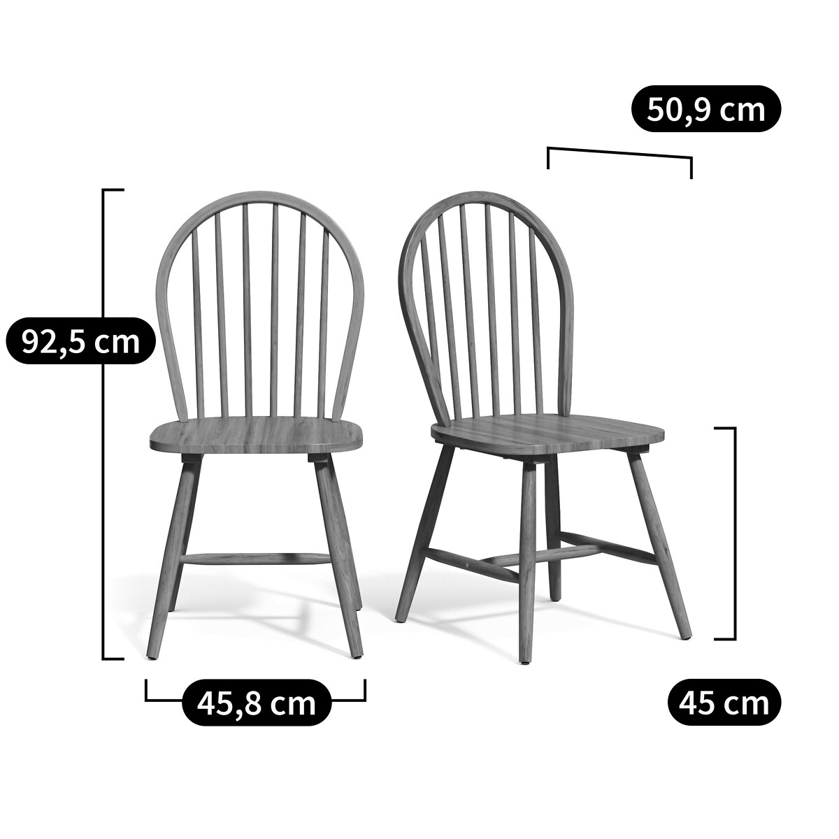 LA REDOUTE INTERIEURS<br>Conjunto de 2 cadeiras de fusos, estilo Windsor