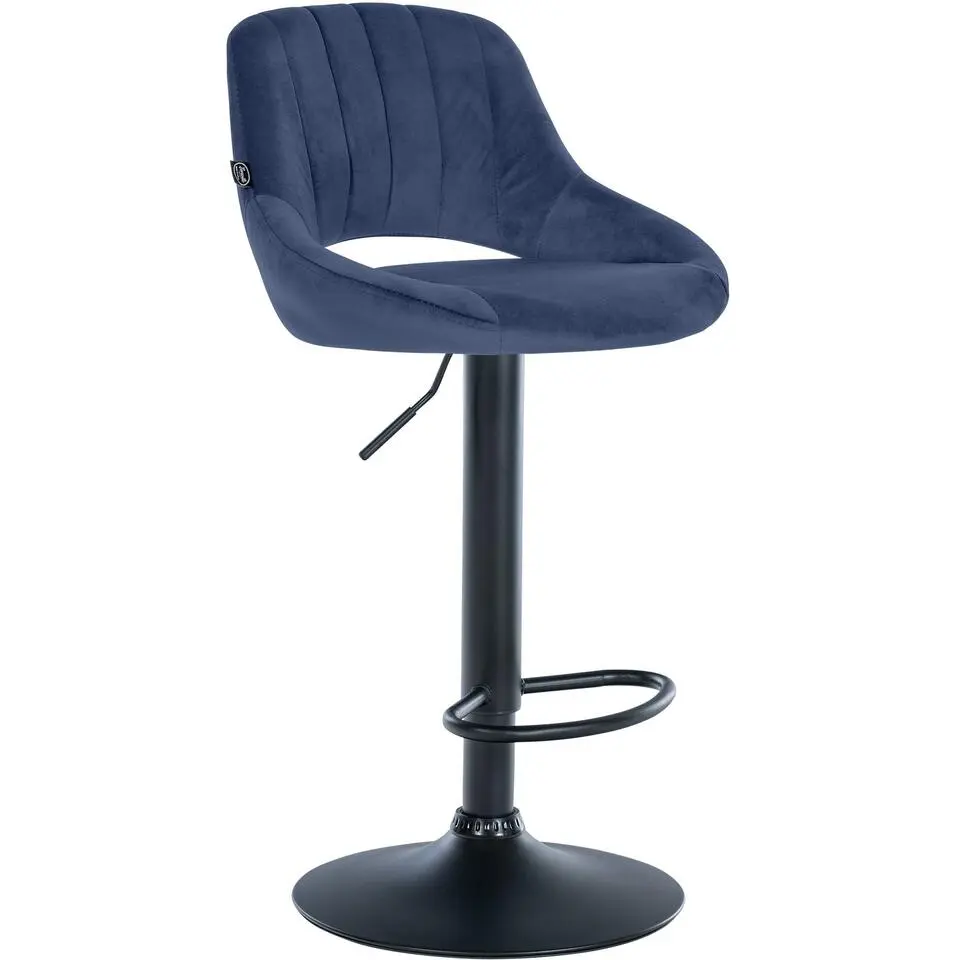 CLP Barkruk Milet zwart Frame - Fluweel - blauw