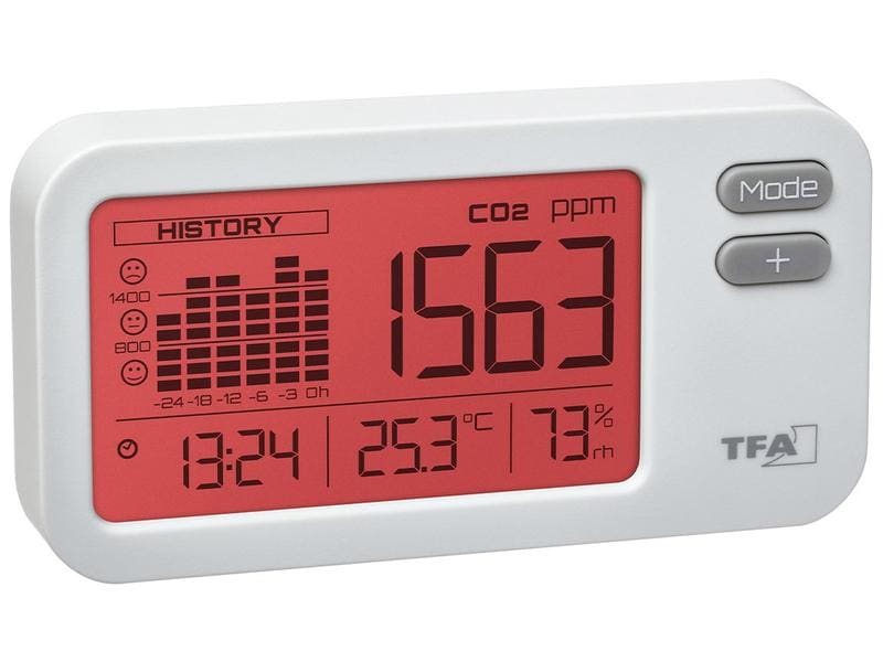 TFA Dostmann CO2 Luftgütemonitor Airco2ntrol Coach Weiss CO2-Monitor zur Überwachung der CO2-Konzentration in Gebäuden