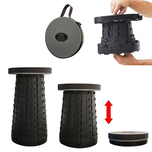 Tabouret télescopique rétractable noir