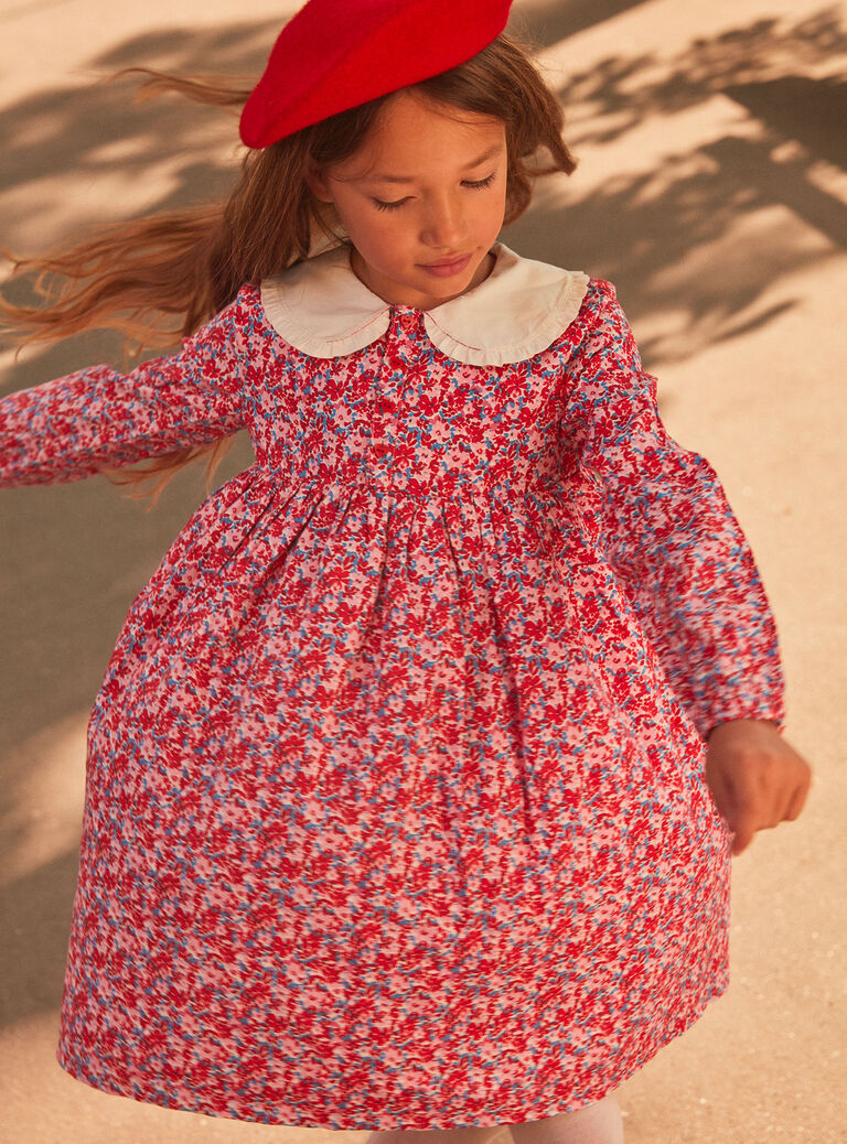Robe rose, rouge et lilas à imprimé fleuri