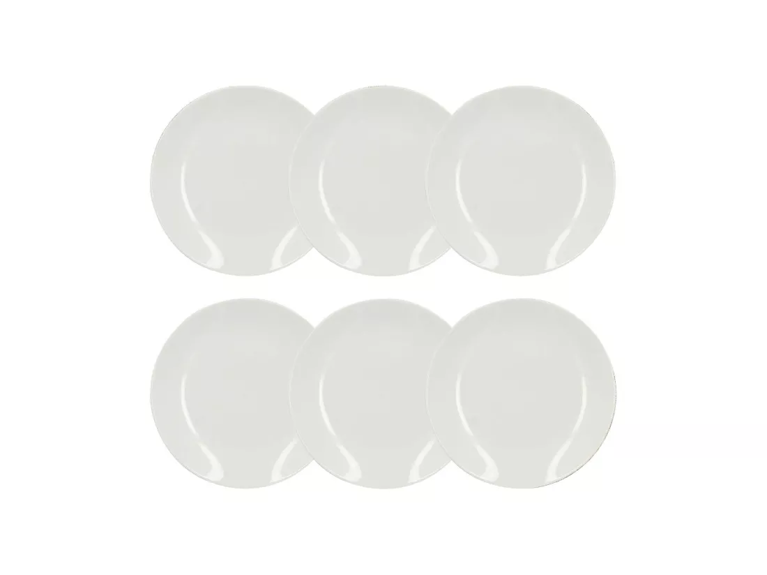 Novastyl - Lot 6 Assiettes Dessert Metropolitan 21cm En Porcelaine Blanche