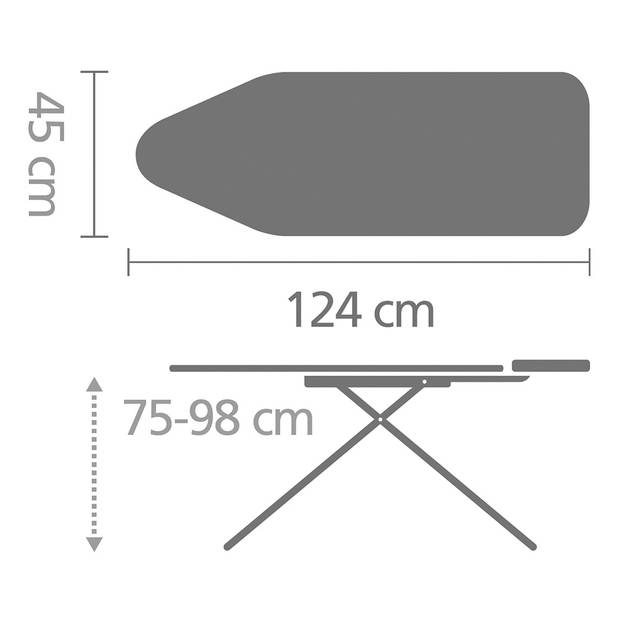 Brabantia Strijkplank C - 124x45 cm Calm Rustle - met Solide Stoomunithouder