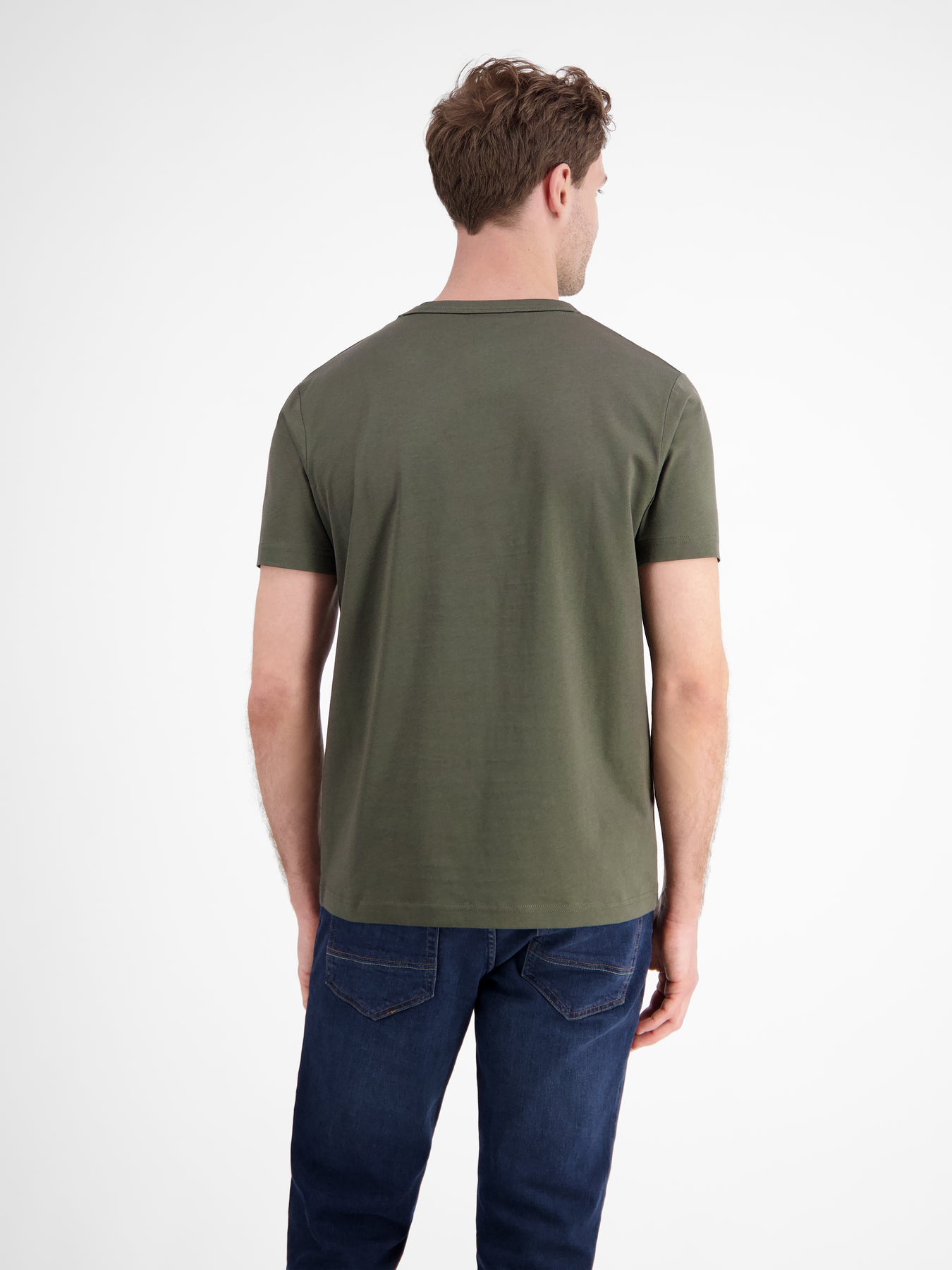 Unifarbenes T-Shirt mit Brustprint