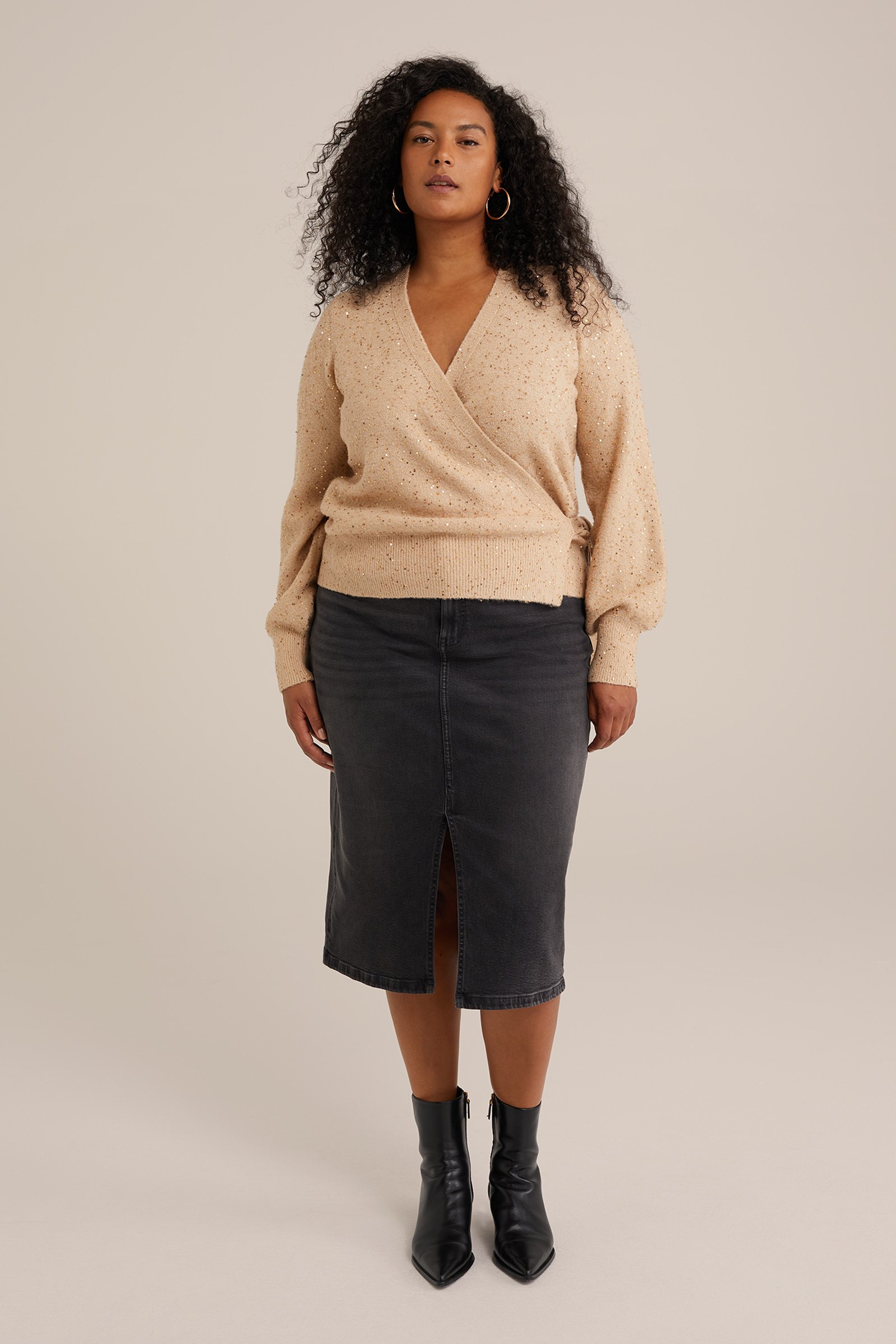 overslagvest met pailletten - Curve WE Fashion Goud