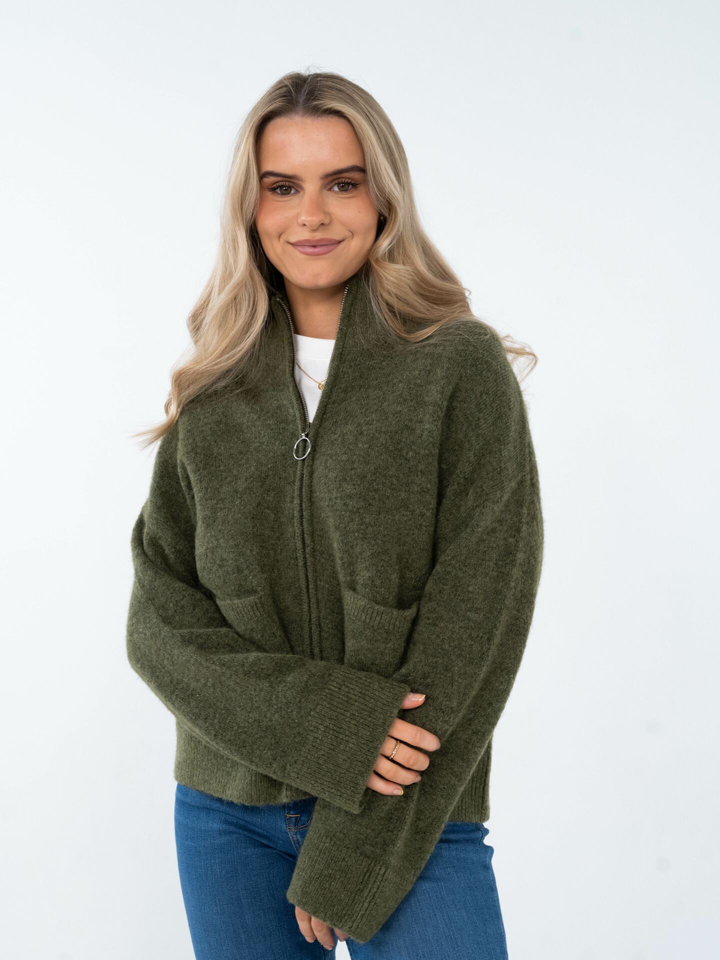 Sia Ras Long Sleeve Knit Zipper Cardigan
