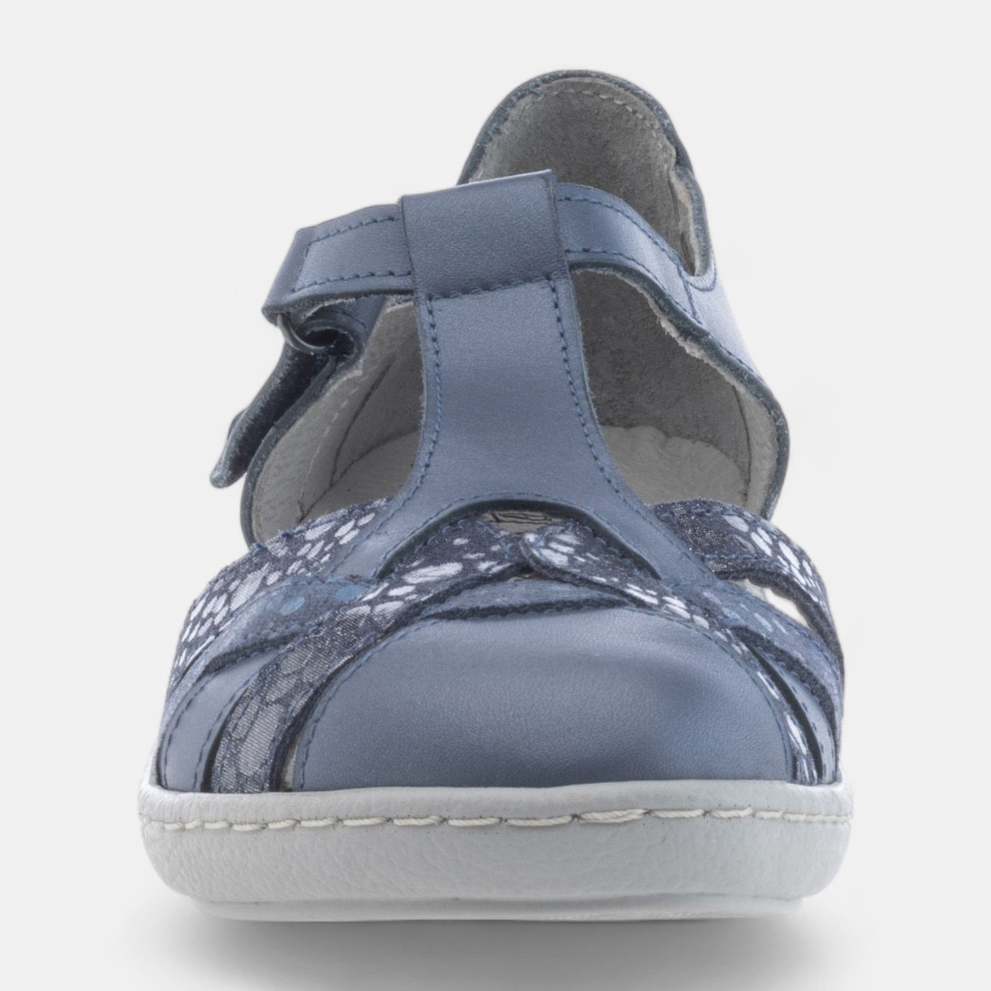 Nu-pieds confort Femme en cuir bleu marine