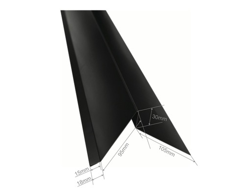 PRECIT-lood zonder druiprand, gitzwart RAL 9005, 2000 mm
