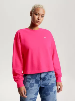 Moletom cropped de modelagem relaxada com apliques tonais