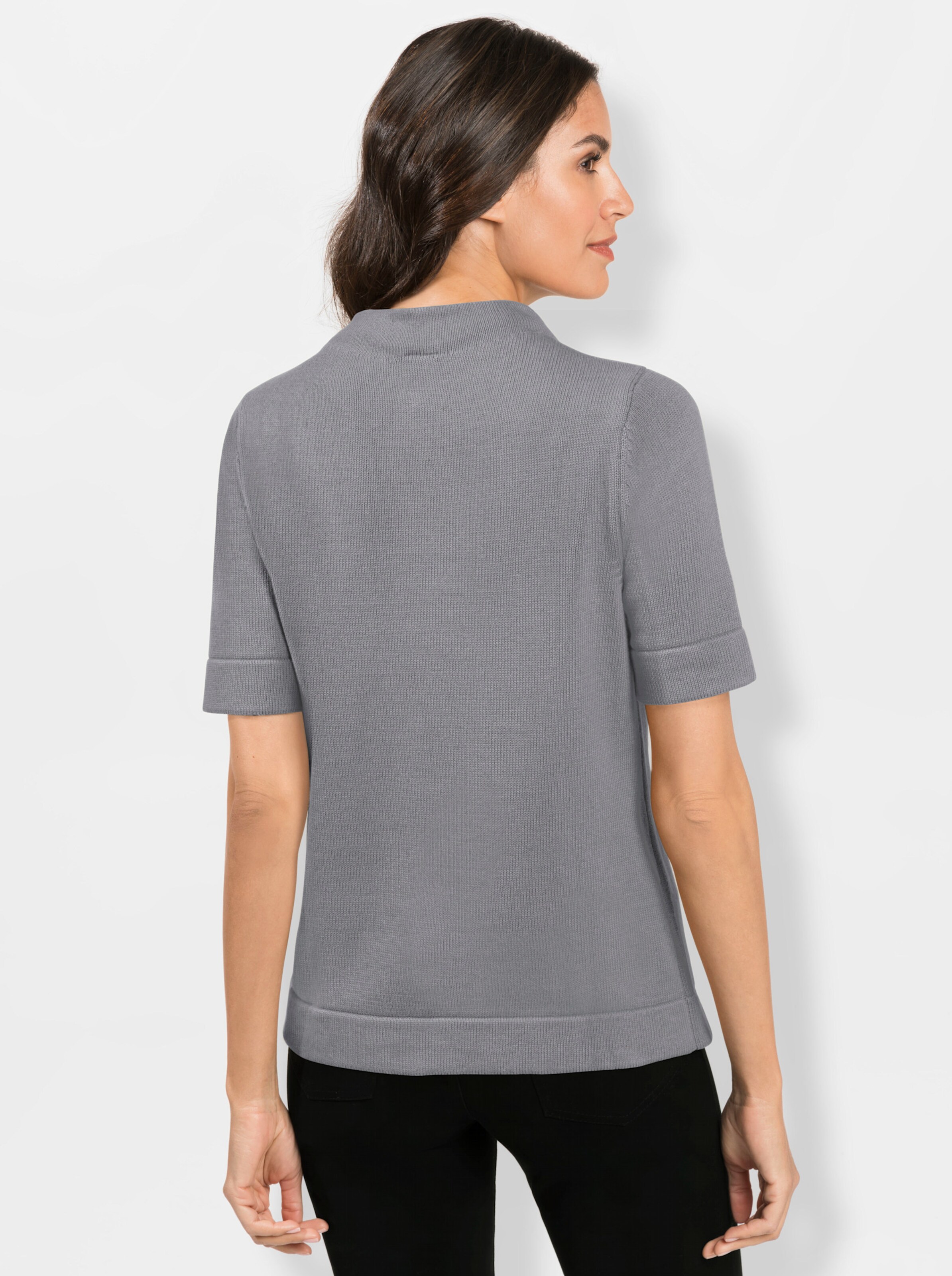Stehkragenpullover mit Halbarm