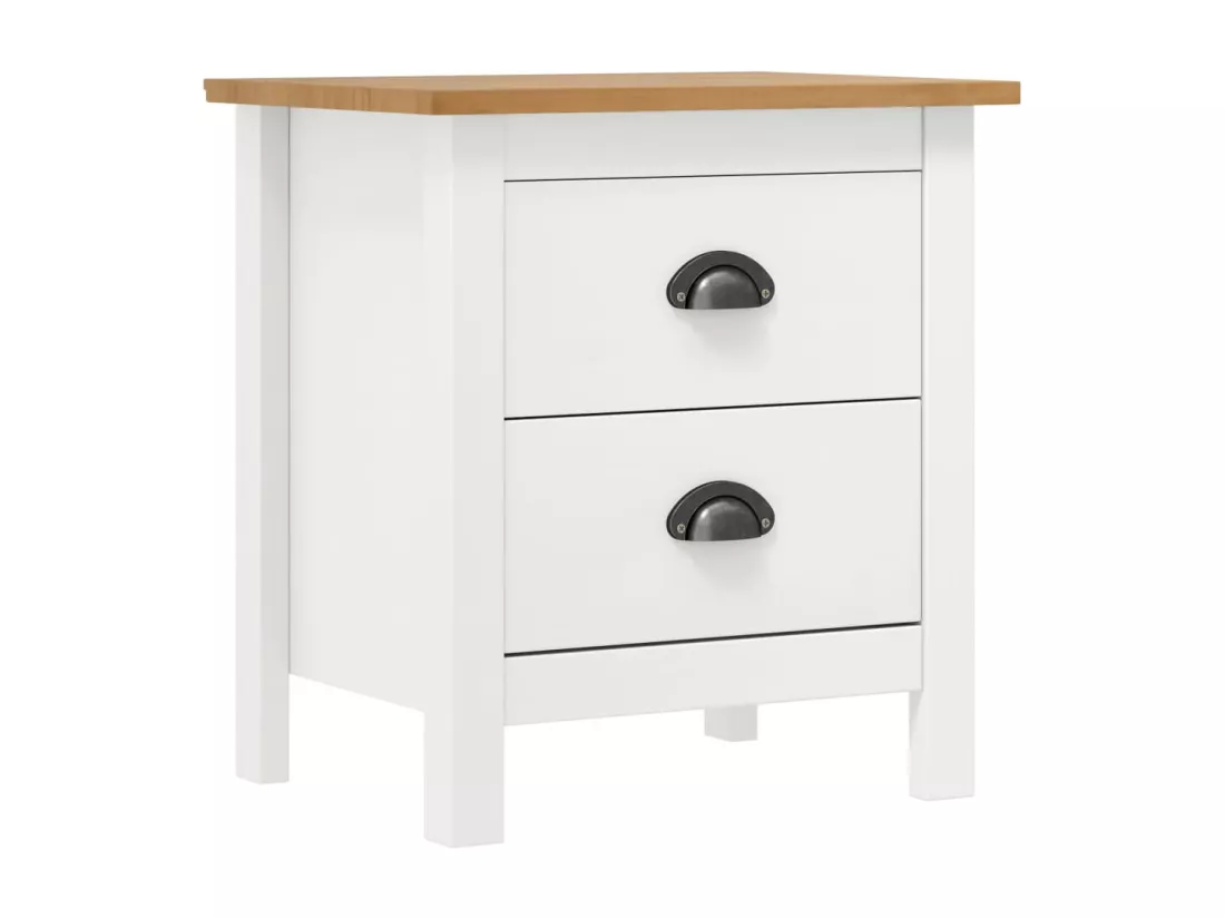 Tables de chevet Hill 2 pcs Blanc 46x35x49,5 cm Bois pin solide