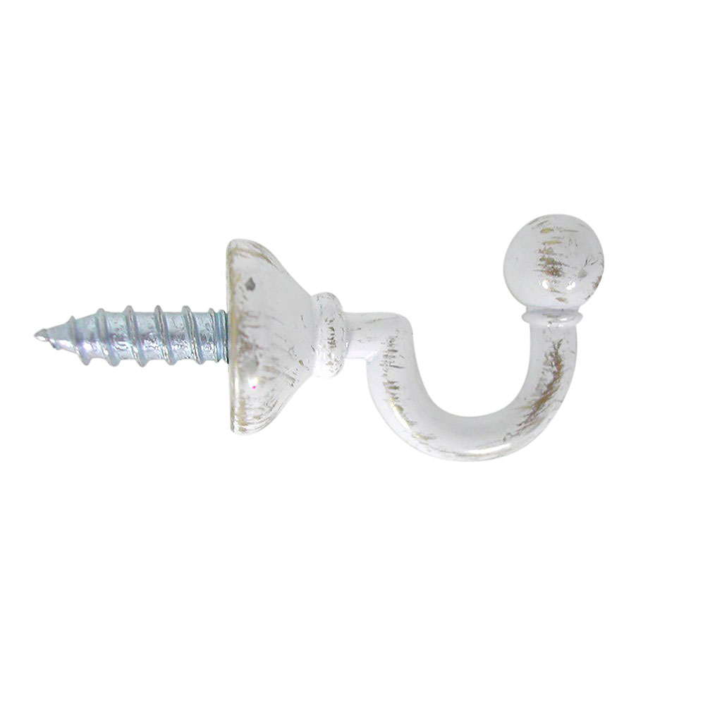 Lot de 2 gonds tringle rideau crosse arrondie blanc or 20mm