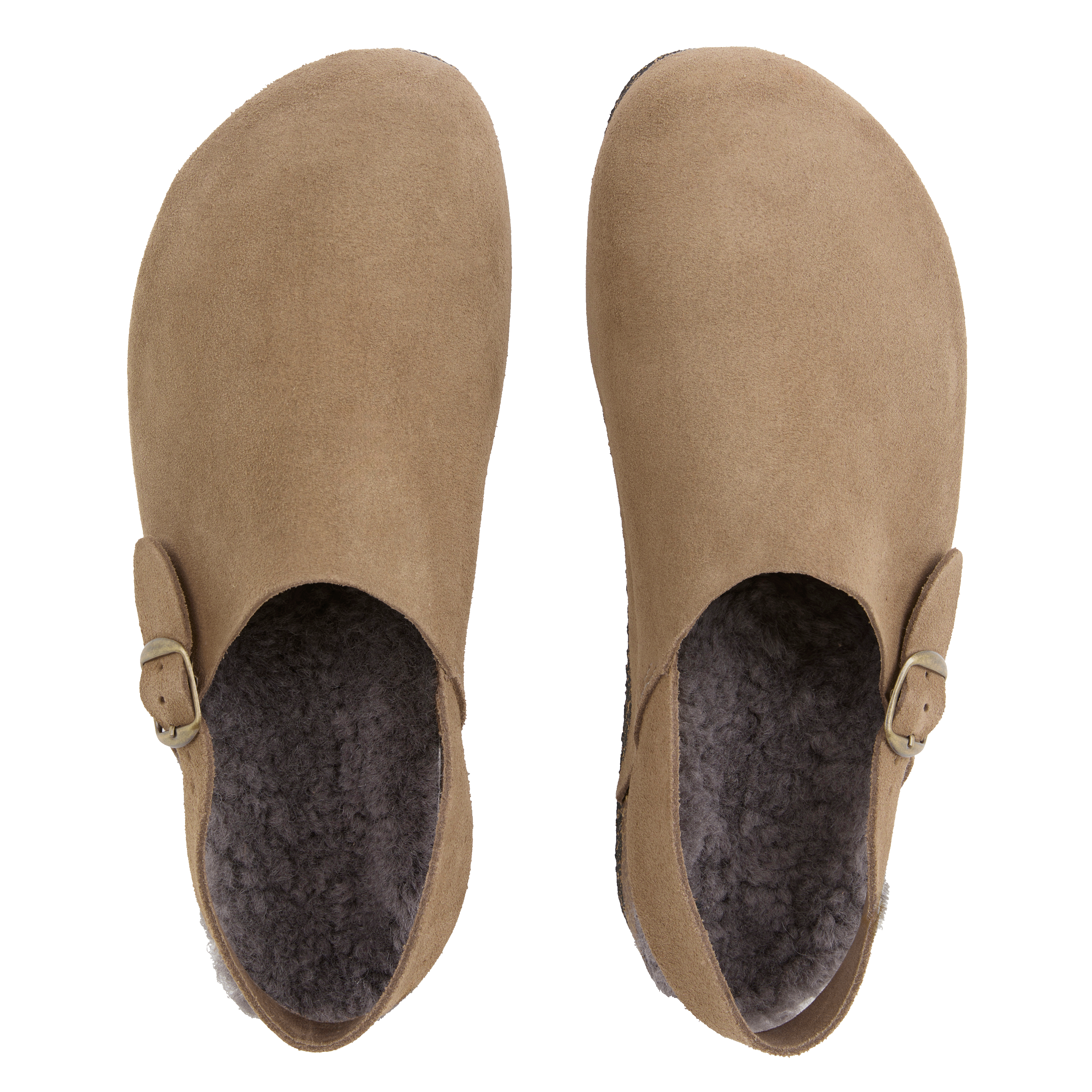 LEE - Sabots plats en cuir velours | Beige