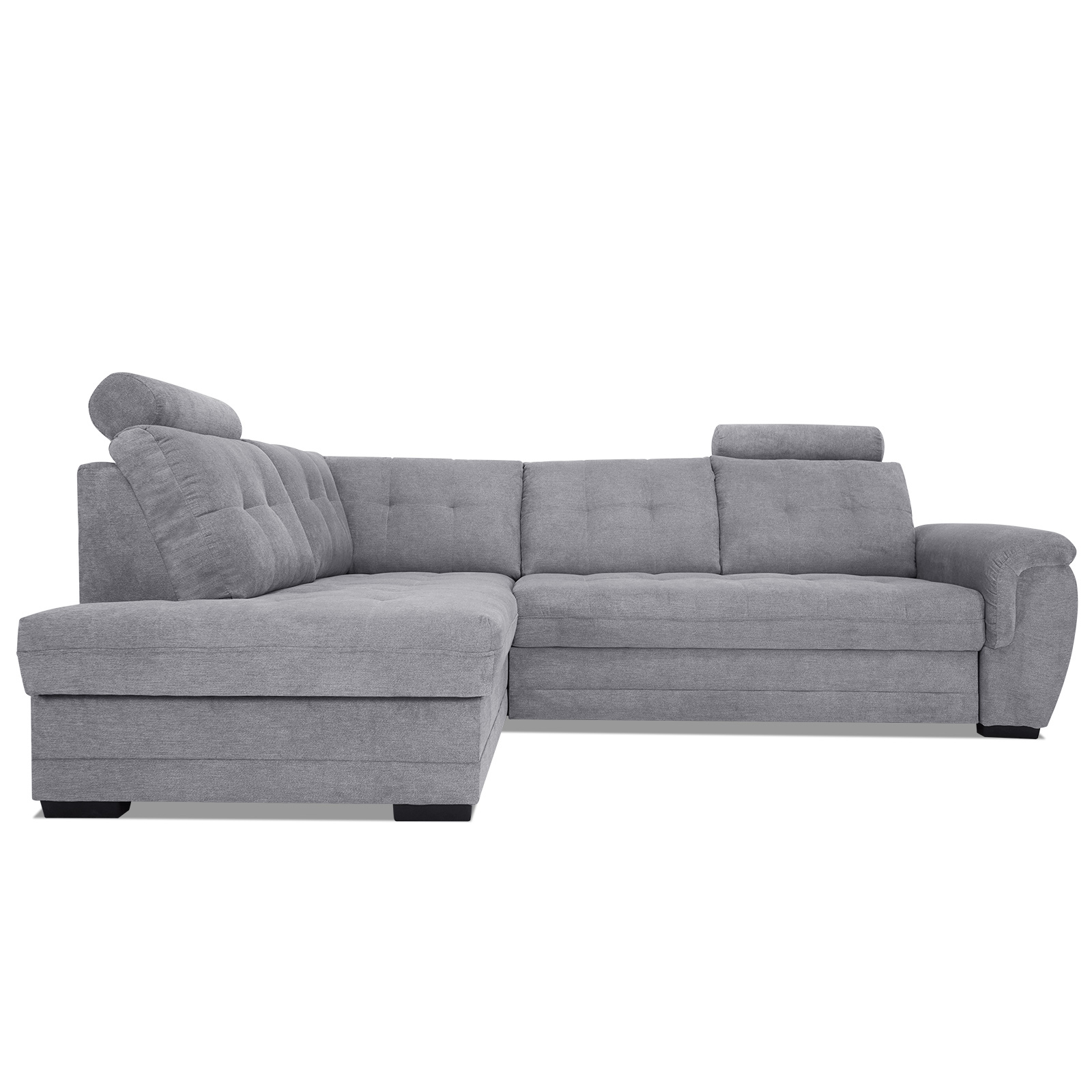 Ecksofa - grey - Velours - Liegefunktion - Staukasten links