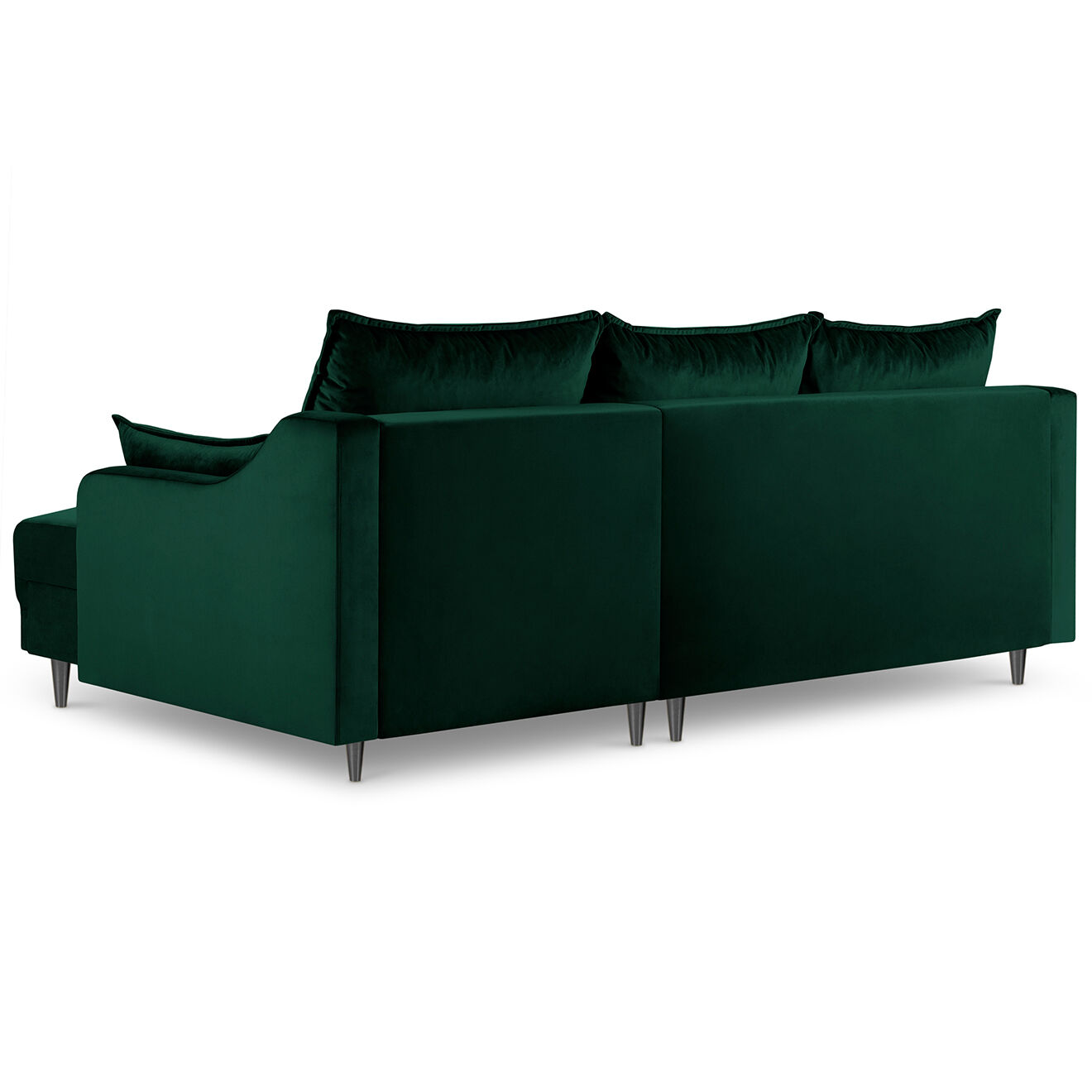 Mazzini Sofas Canapé d'angle Réversible Convertible avec Coffre en Velours Freesia vert bouteille - 220x150x90 cm