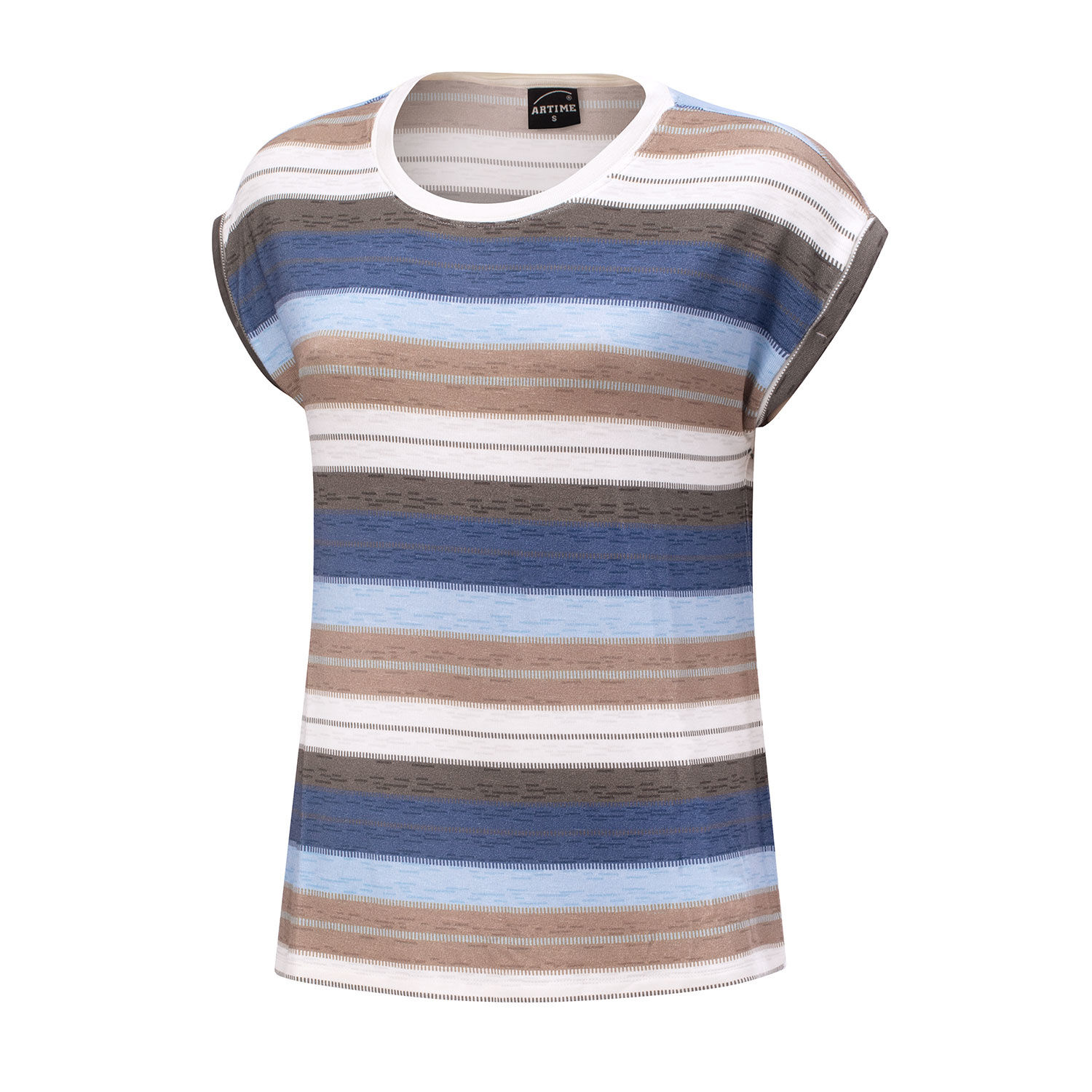 Gestreiftes T-Shirt mit Rundhalsausschnitt für Damen