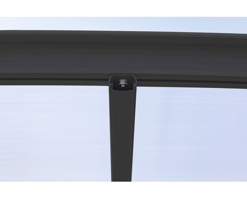Enkele carport WESTMANN ronde boog 6 mm dubbelwandige polycarbonaatplaten 15 m² incl. regengoot 300 x 505 cm antraciet