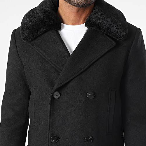 Manteau Long Col Mouton Noir