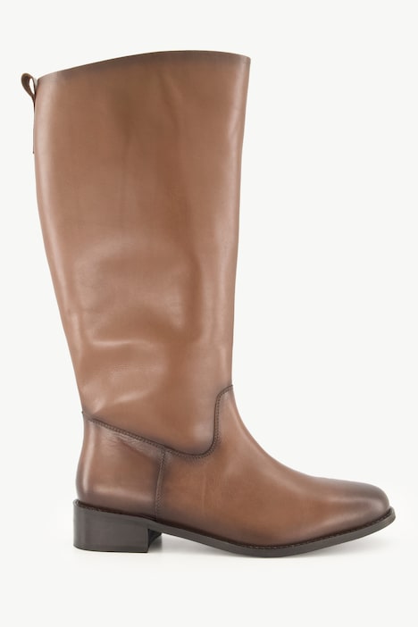 Lederstiefel, XL-Schaft, Elastikeinsatz, Weite H