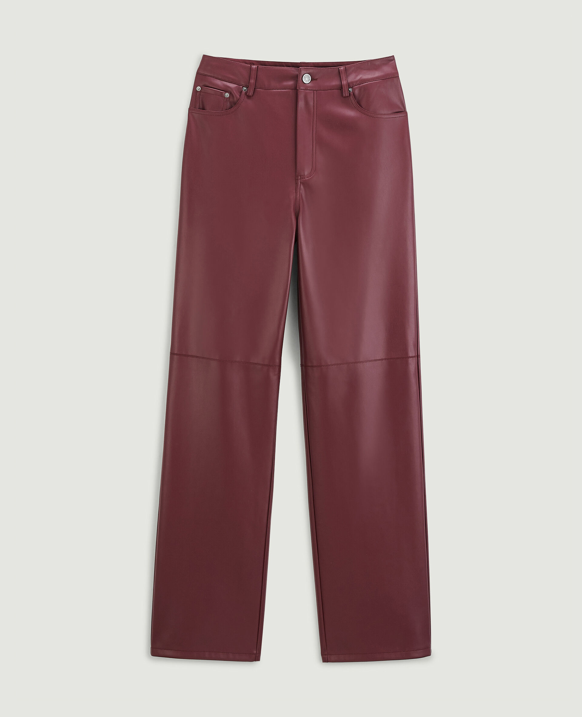 Pantalon droit en simili cuir - Bordeaux