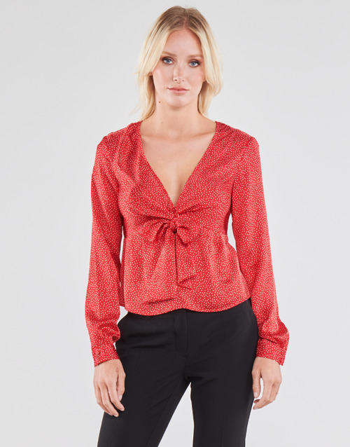Guess - NEW LS GWEN TOP - Rouge / Blanc