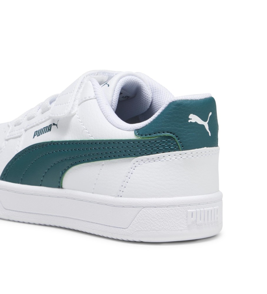 Tênis Puma Caven 2.0, branco e verde.