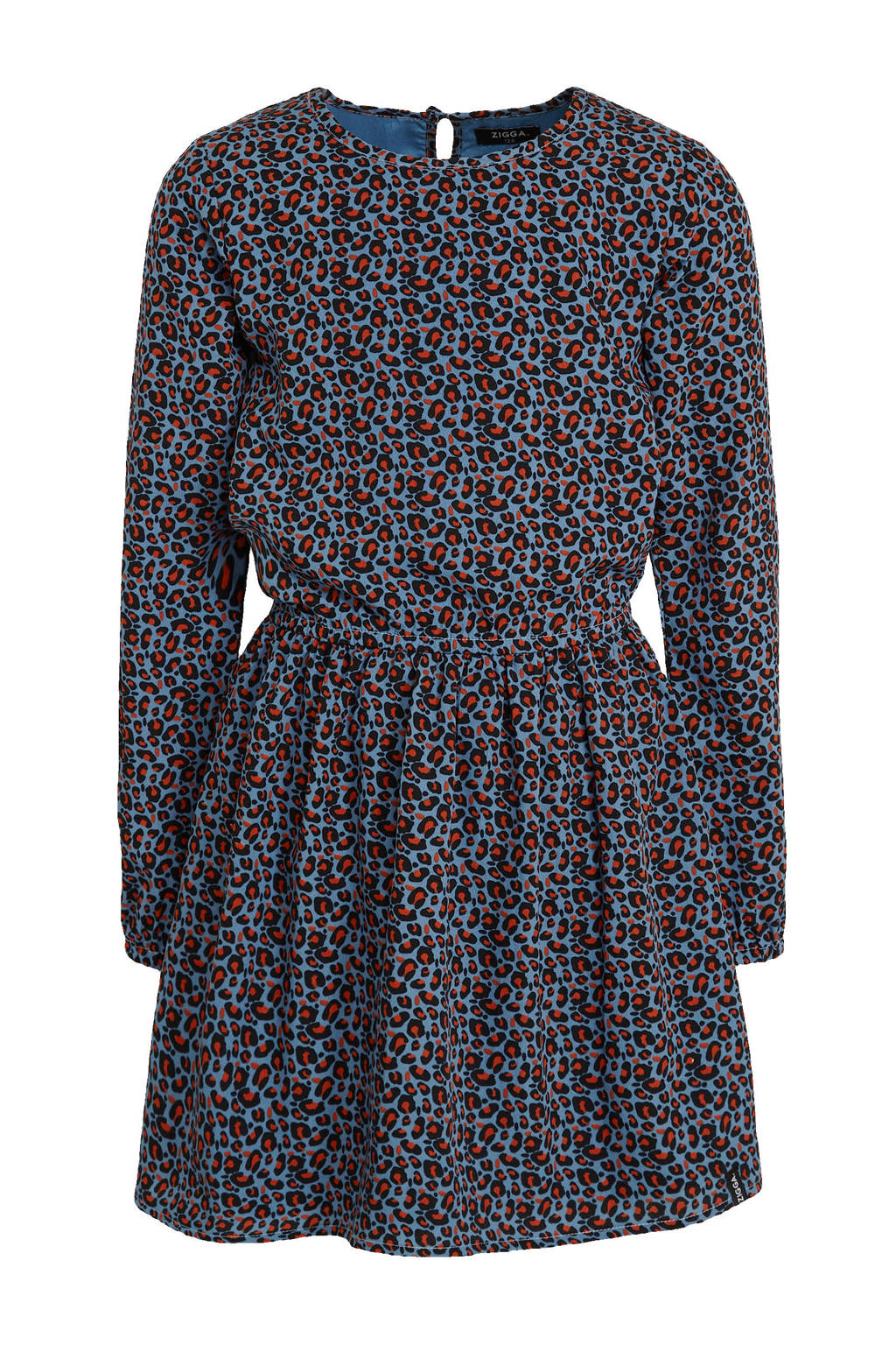 Zigga jurk met panterprint blauw/roestbruin