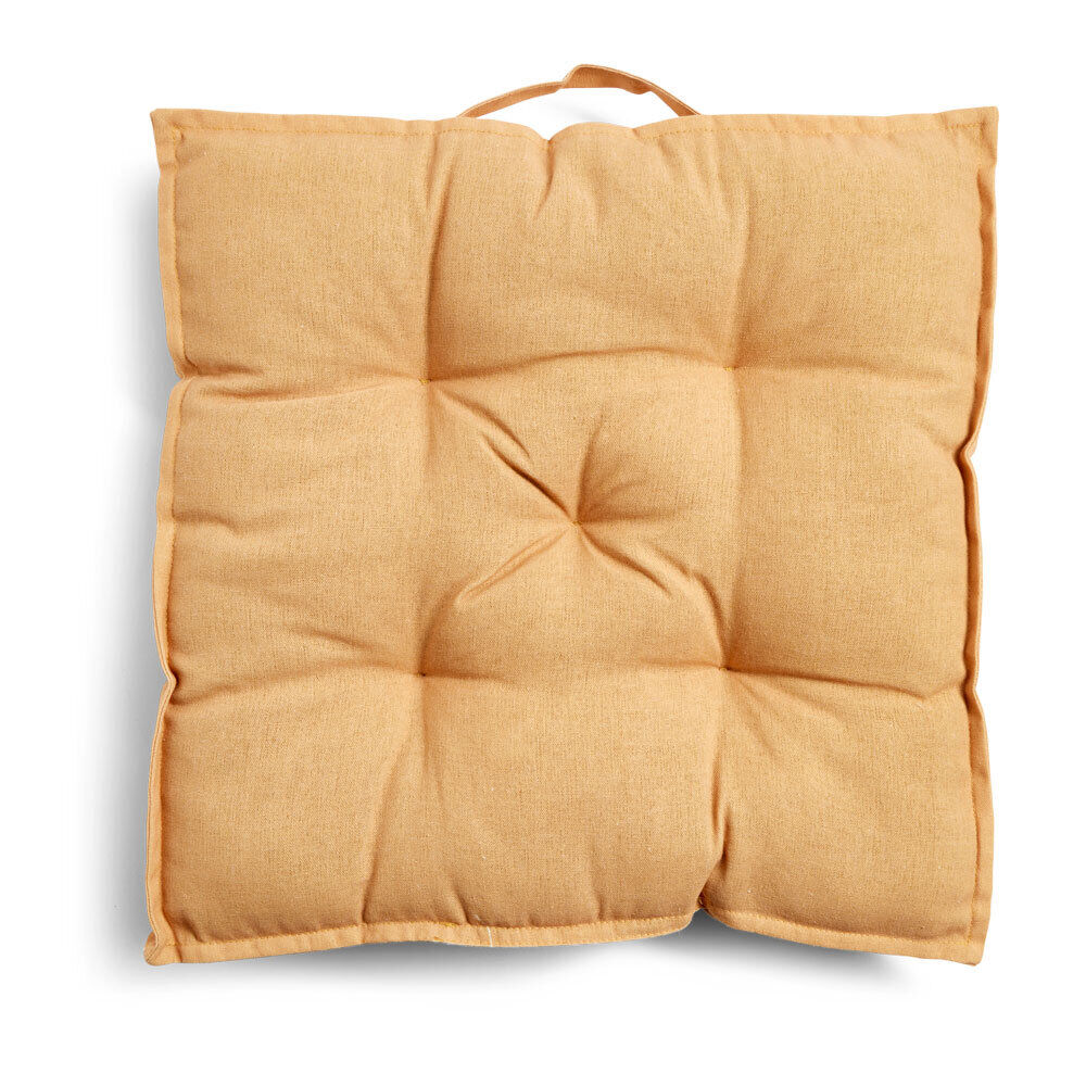 Coussin de sol 50x50xÉp8cm avec poignée jaune ocre