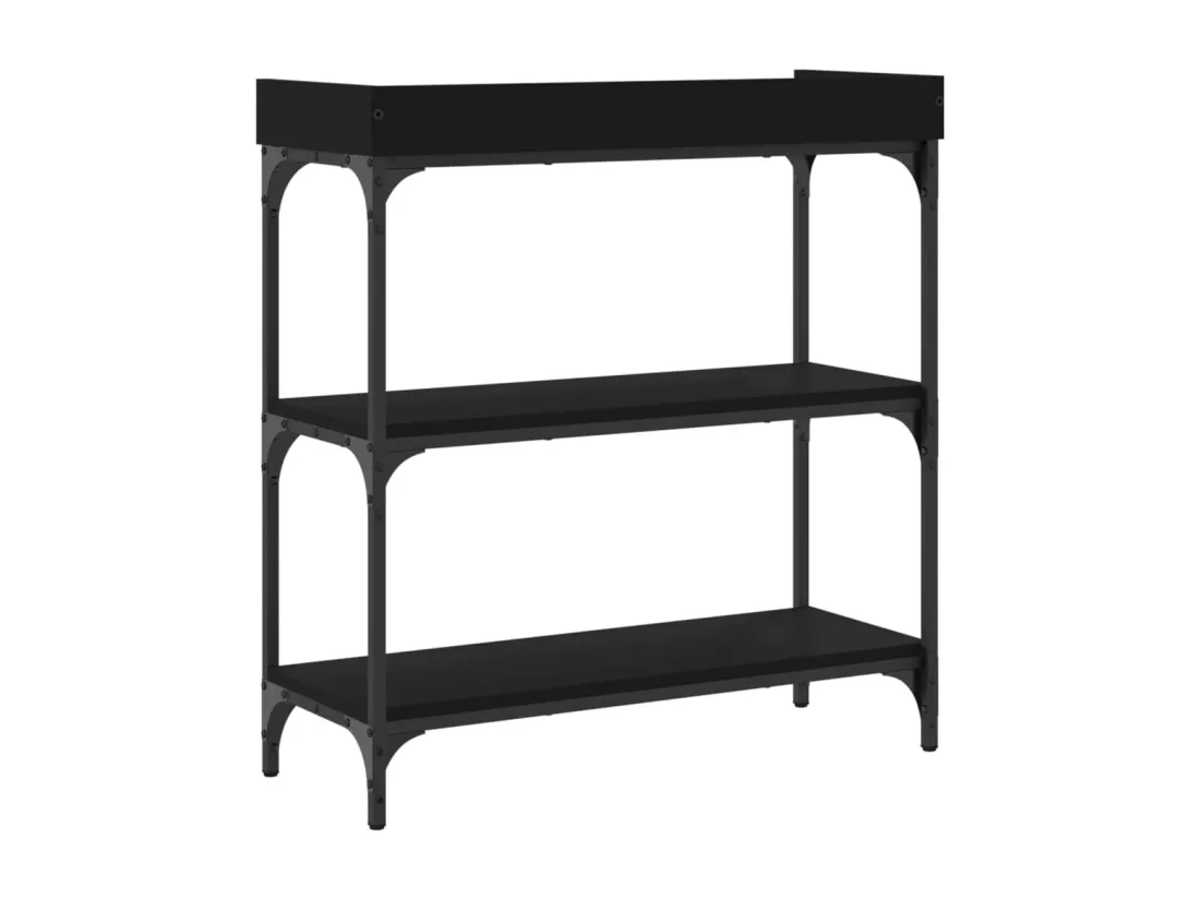 Table console avec étagères noir 75x30x80 cm