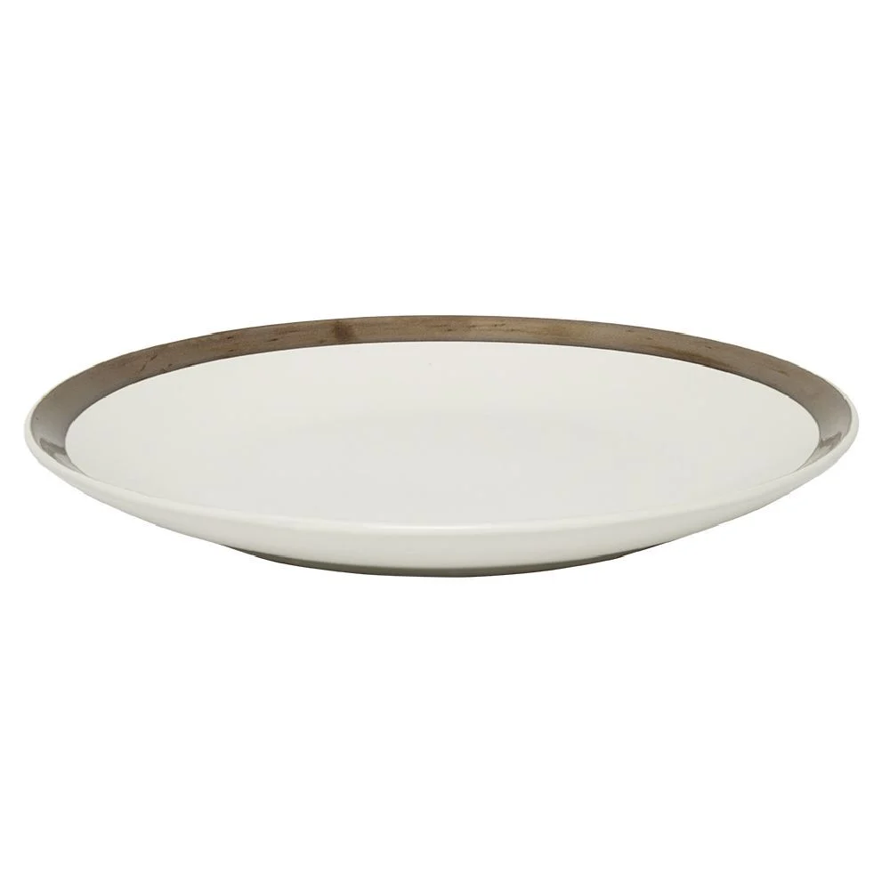 Assiette plate en faïence avec liseré doré