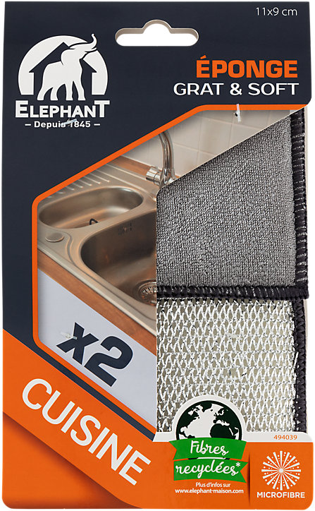Mini lavette éponge grat & soft Elephant