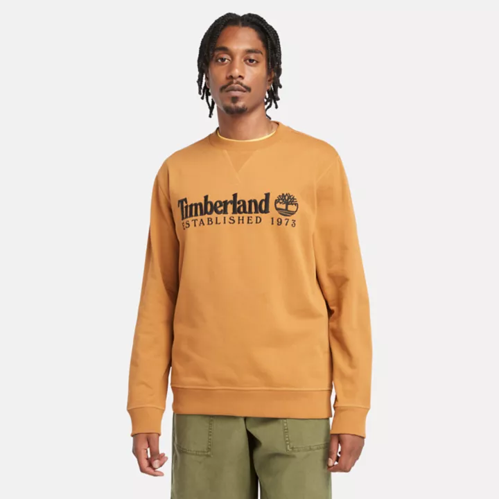 Sweat à col rond et logo Est. 1973 pour homme en jaune