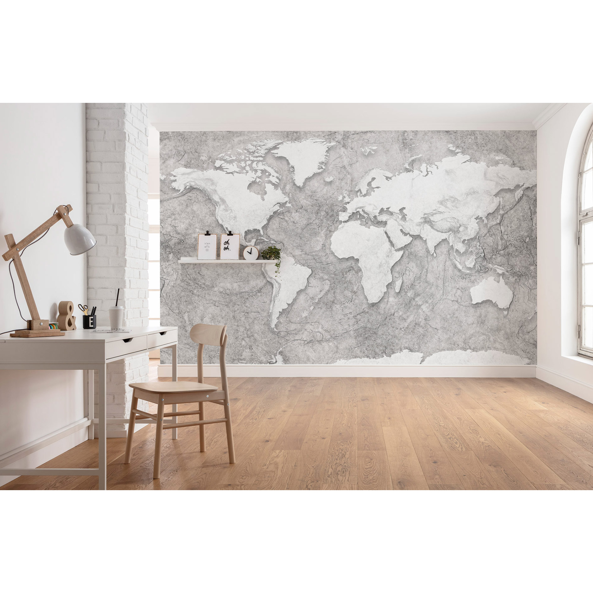 Vlies-Fototapete WORLD RELIEF - schwarz-weiß - 350x250 cm