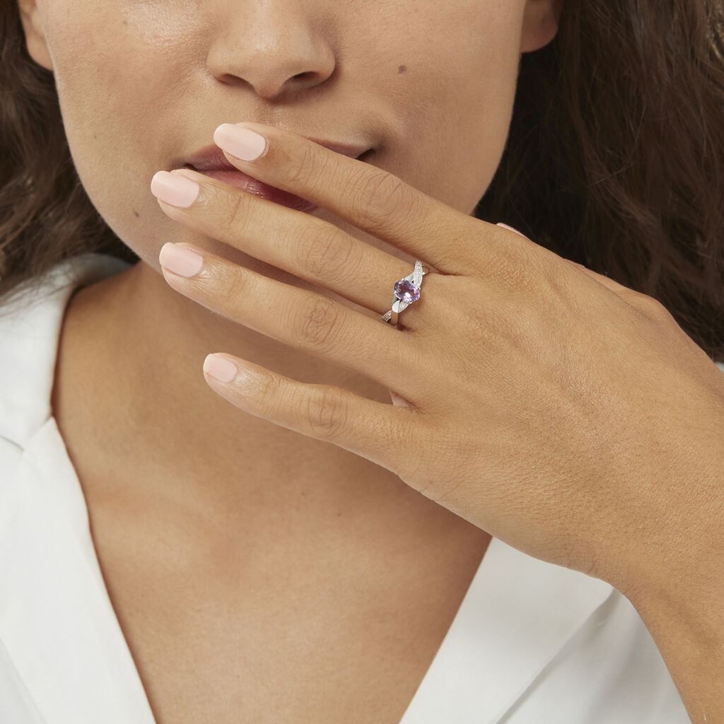 Bague Candice Or Blanc Amethyste