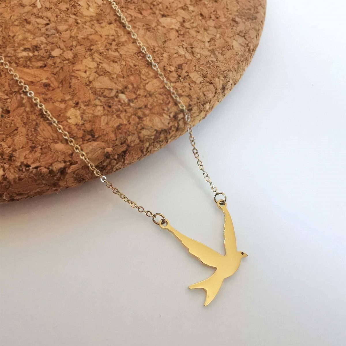 Collier Oiseau acier doré or