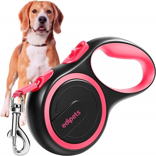 Guia ajustável e extensível rosa para cães da Edipets