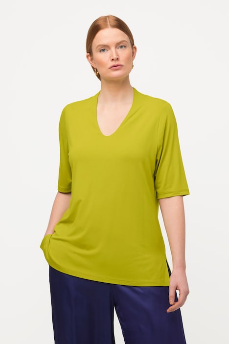 T-Shirt, Kelchkragen, V-Ausschnitt, Halbarm