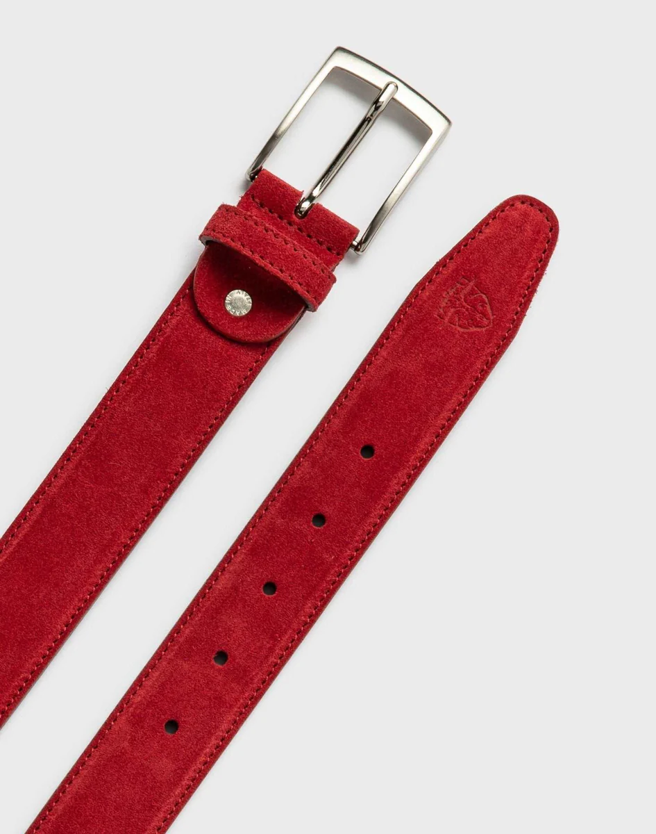 Ceinture cuir velours rouge