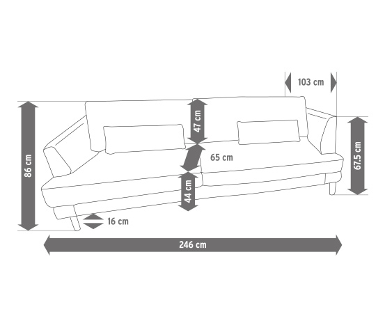 3-Sitzer-Sofa mit Hocker, hellgrau